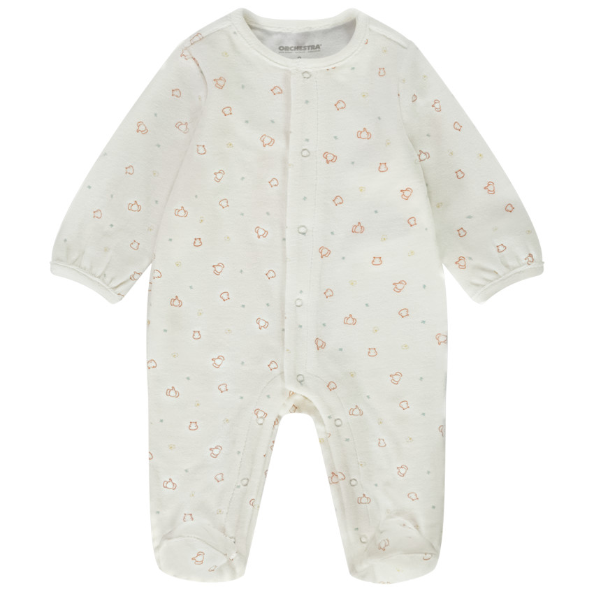 Dors-bien en velours imprimé éléphants pour bébé