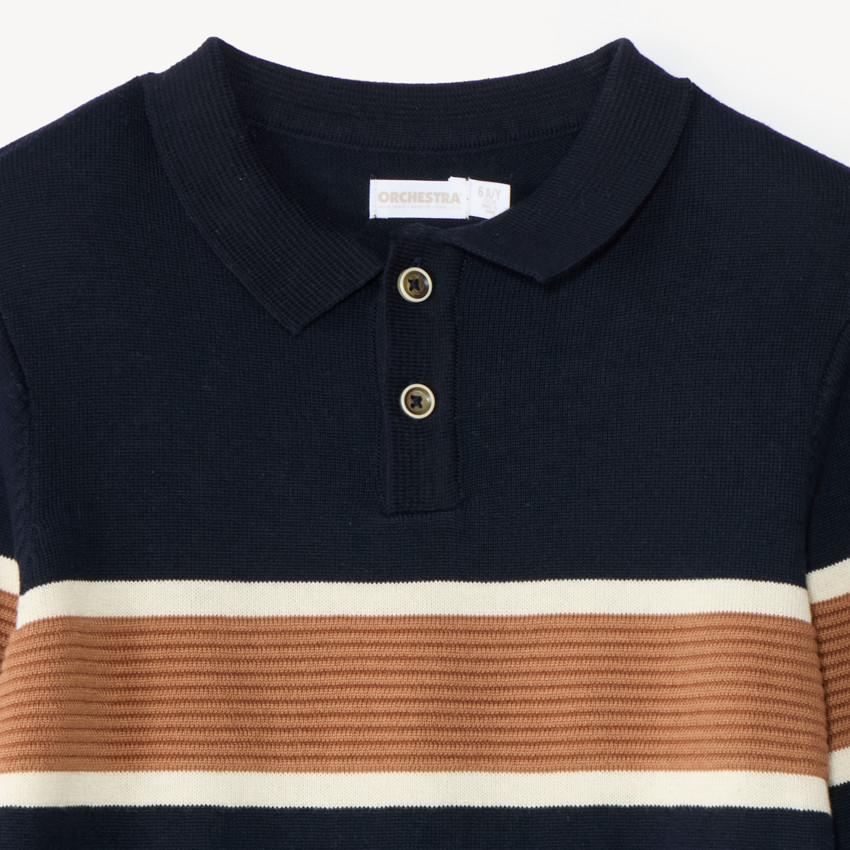 Pull fantaisie garçon avec col polo 