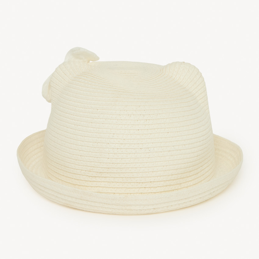 Chapeau ludique chat en paille tressée pour bébé fille 