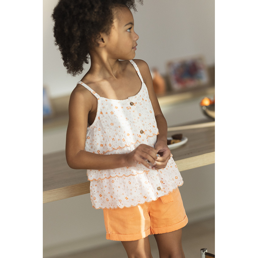 Short en toile uni pour fille 