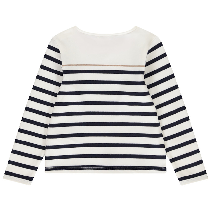 Marinière en interlock print cœur pailleté pour fille 