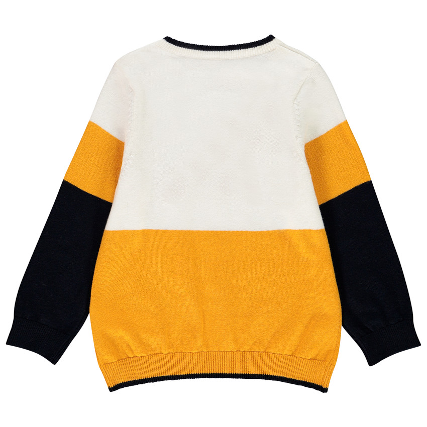 Pull en tricot avec voiture en jacquard pour bébé garçon 