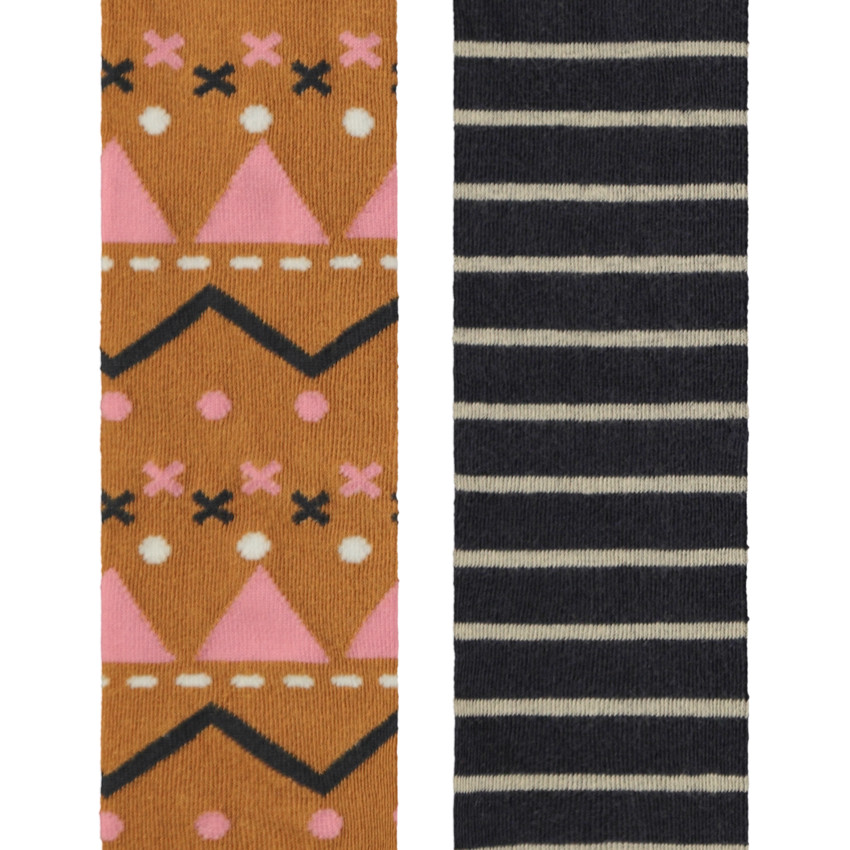 Lot de 2 paires de collants épais imprimé fantaisie pour fille 