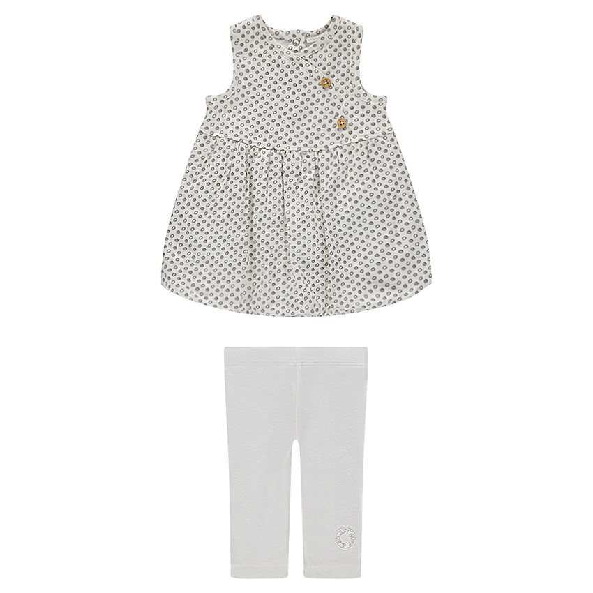 Ensemble naissance robe et legging en coton pour bébé fille 
