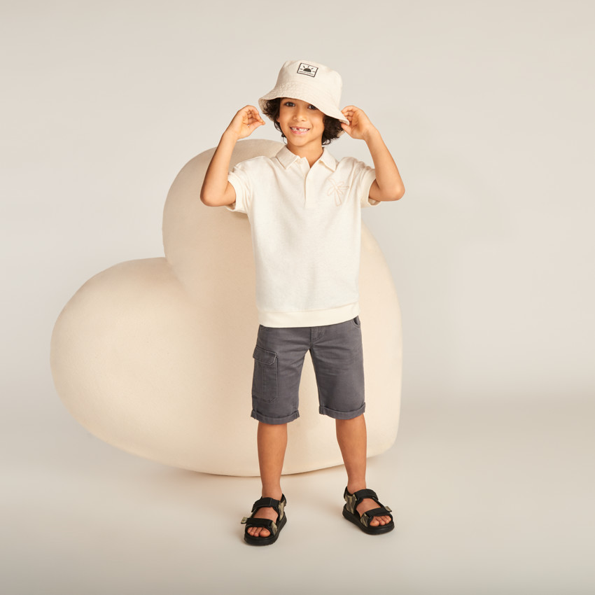 Bermuda en toile texturée avec poche façon cargo pour garçon 