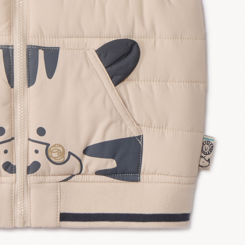 Doudoune sans manches ludique bi-matière pour bébé garçon 