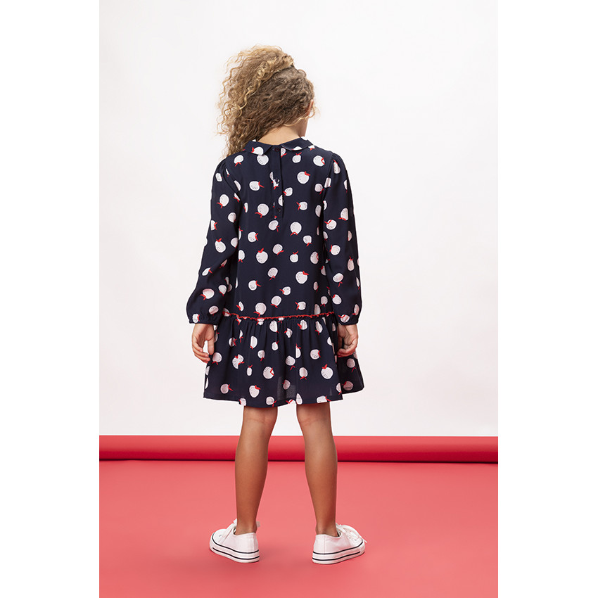 Robe courte manches longues imprimé pommes pour fille 