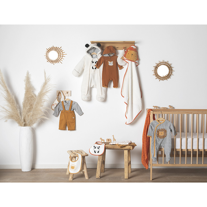 Dors-bien en velours rayé motif lion pour bébé garçon 