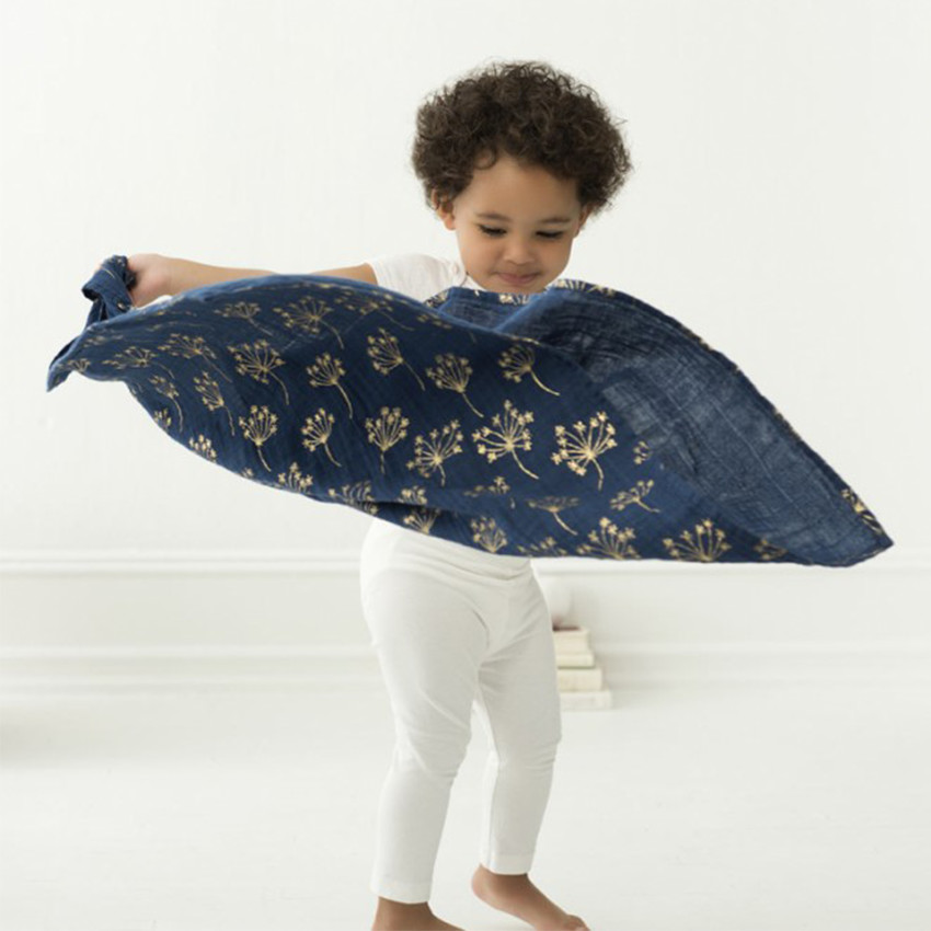 Set de 3 langes en mousseline 70 x 70 cm - Gold Métalisé 