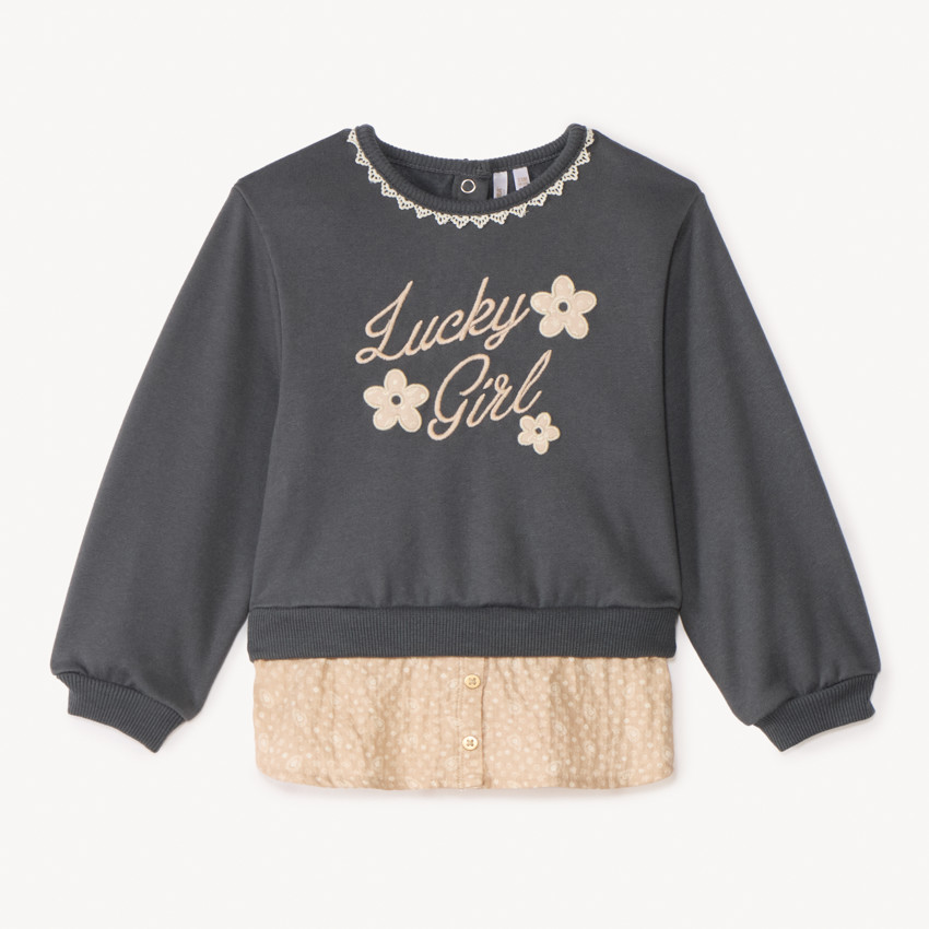 Sweat 2-en-1 en molleton brodé pour bébé fille 
