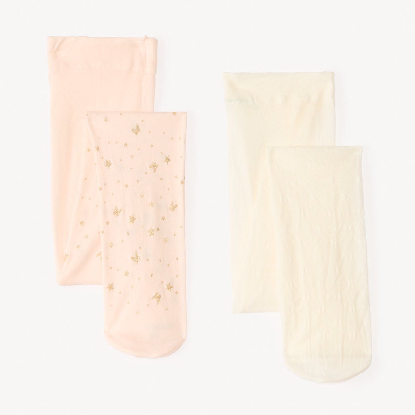 Lot de 2 paires de collants fins avec papillons pour bébé fille