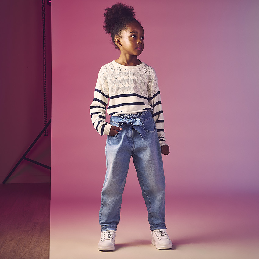 Pull marinière en tricot jeu de points 