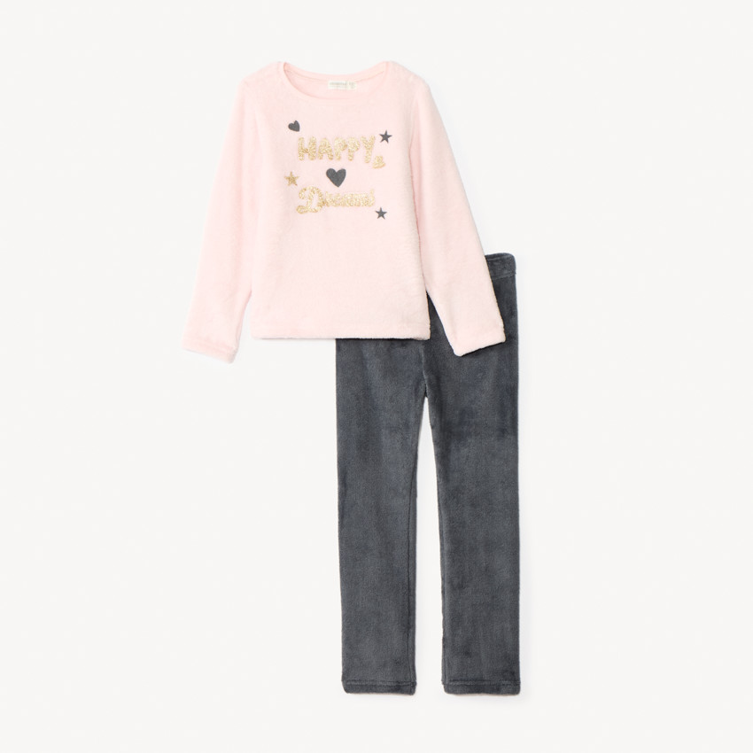 Set pyjama 2 pièces fantaisie en sherpa pour fille