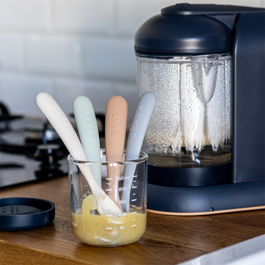 Lot de 4 cuillères en silicone 1er âge natural 