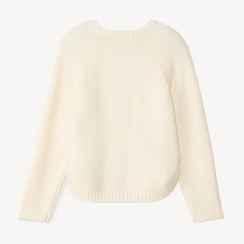 Gilet manches longues en tricot torsadé uni pour fille  