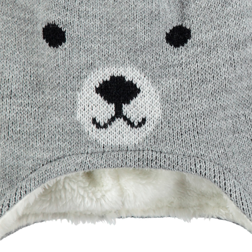 Ensemble fantaisie bonnet et moufles doublé sherpa 