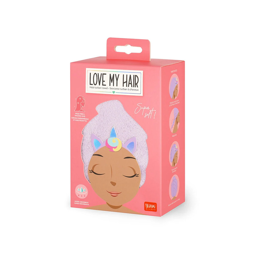 Serviette pour cheveux Licorne Love my hair 
