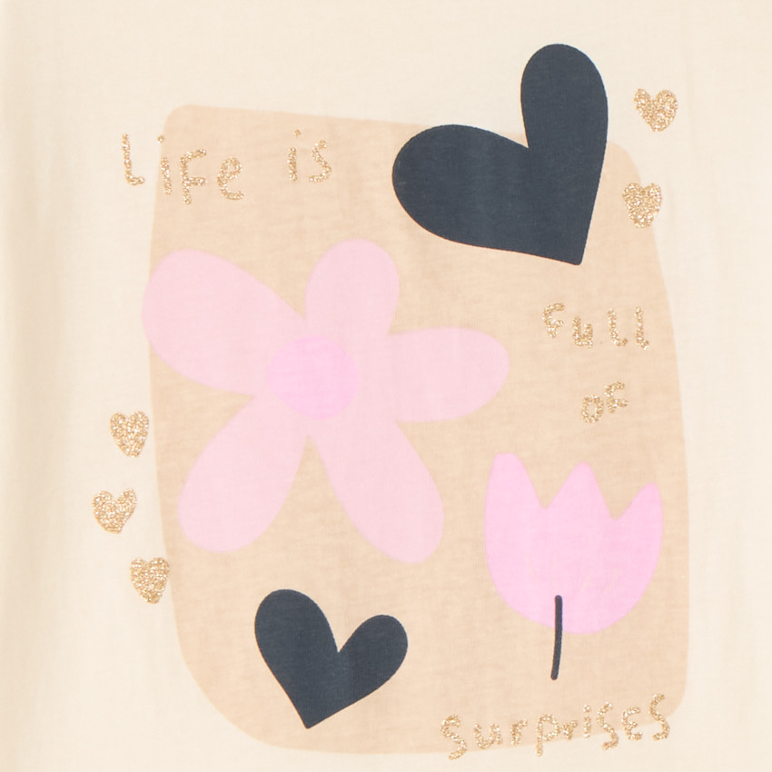 T-shirt manches courtes printé à paillettes pour fille 