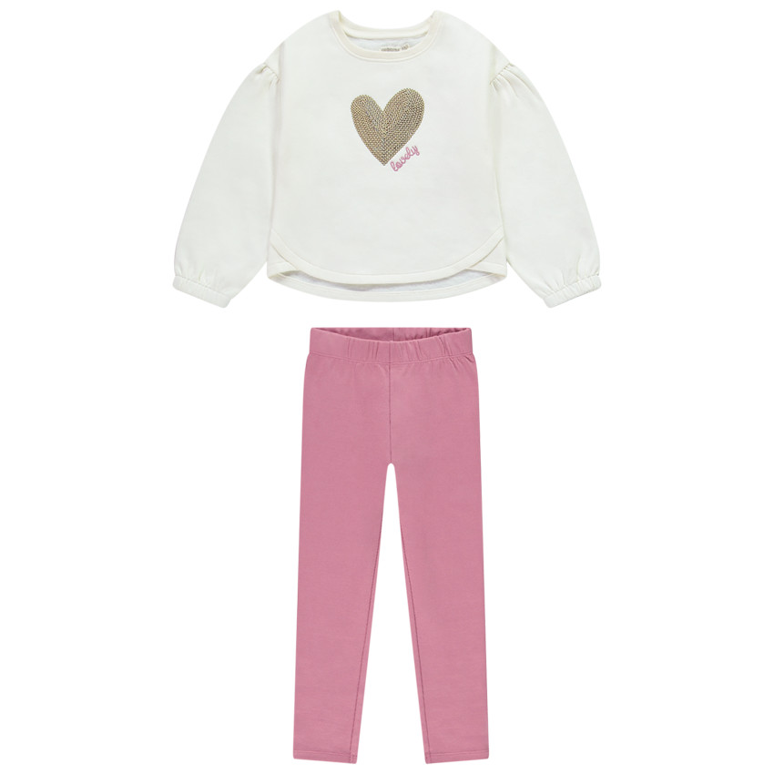 Ensemble jogging 2 pièces avec cœur en sequins pour fille 