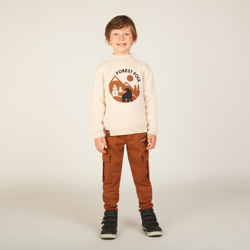 Pull en tricot printé et doublé sherpa pour garçon 