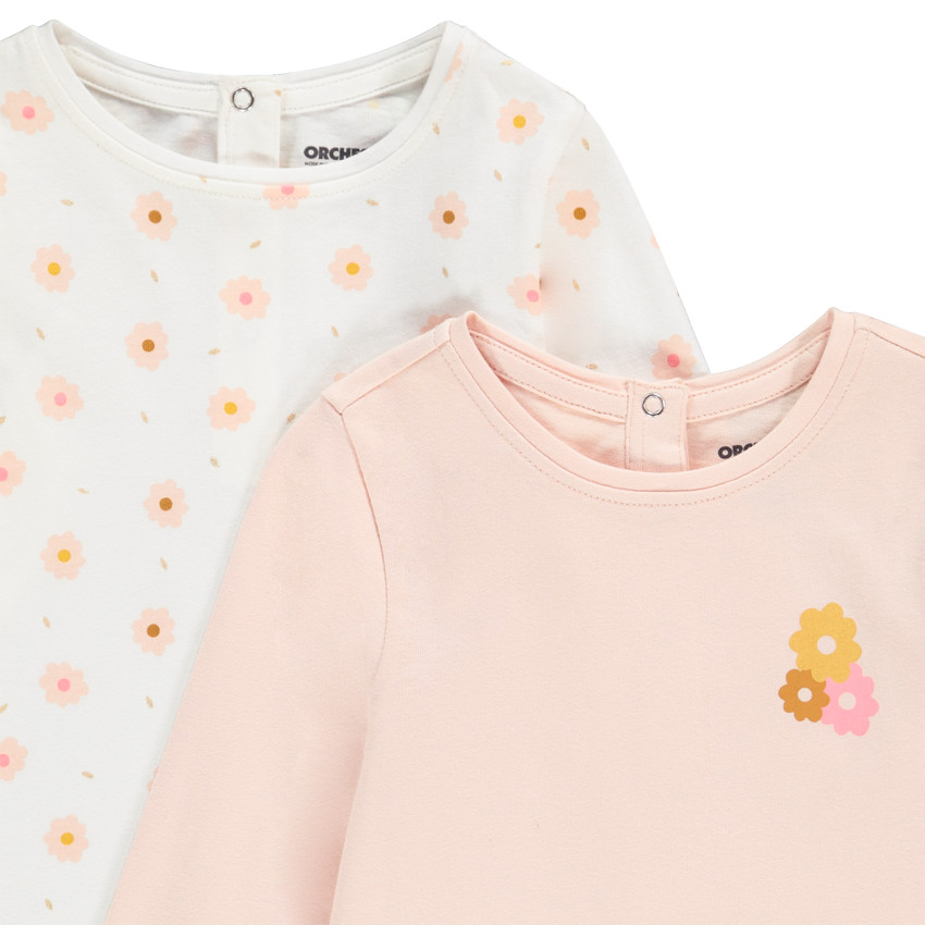 Lot de 2 t-shirts manches longues imprimé pour bébé fille 