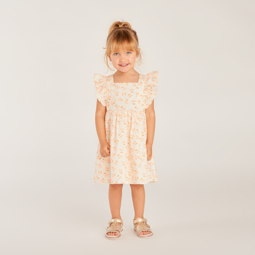 Robe manches courtes volantée à motifs cerises pour bébé fille 