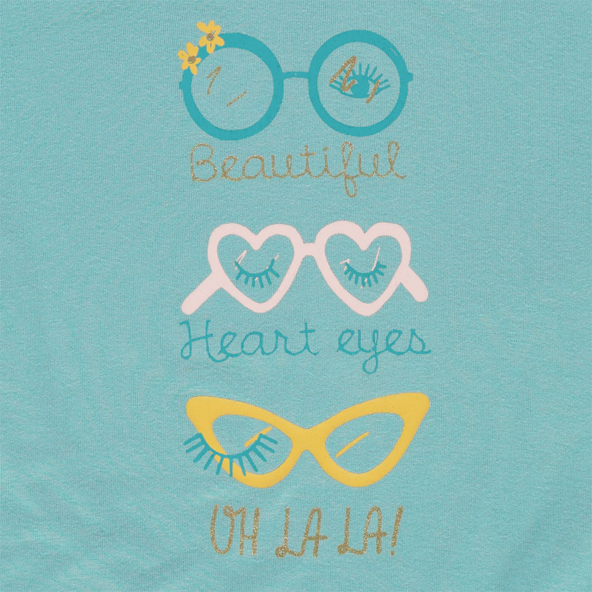 T-shirt manches longues uni print lunettes 