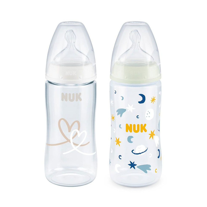 NUK First Choice+ , coeurs, biberon, 0-6 mois, contrôle de la température,  300 ml 0-6
