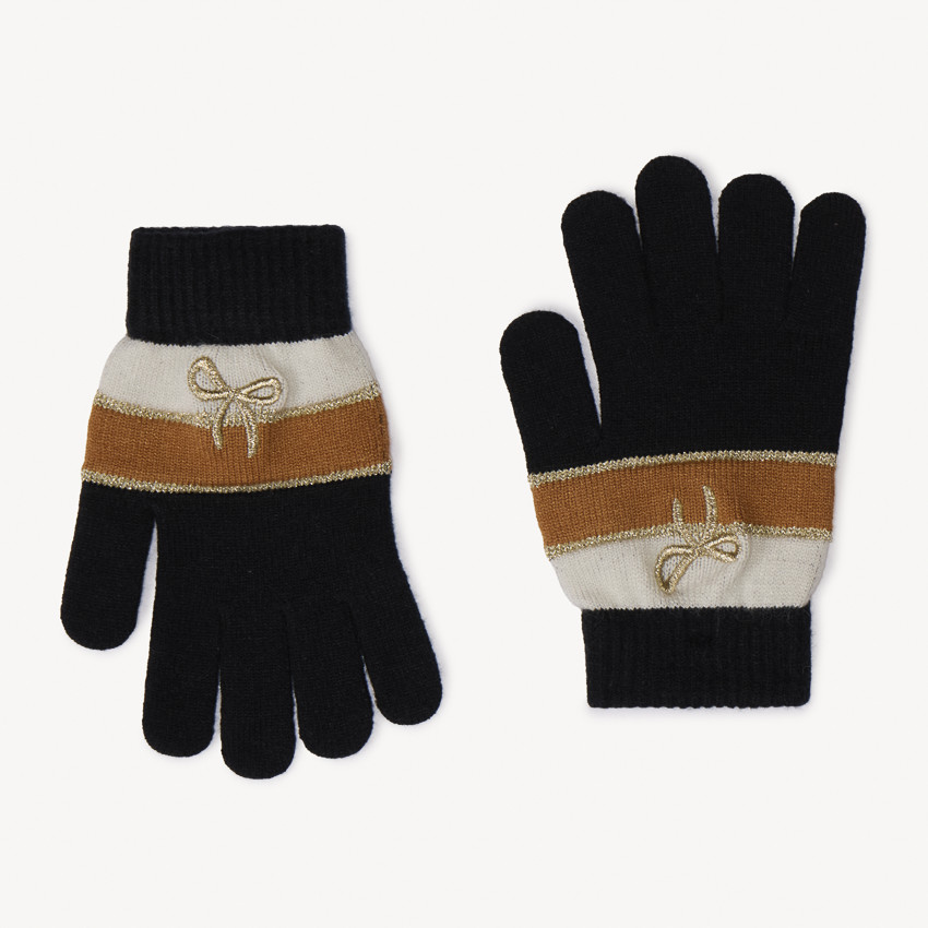 Gants en tricot effet colorblock pour fille