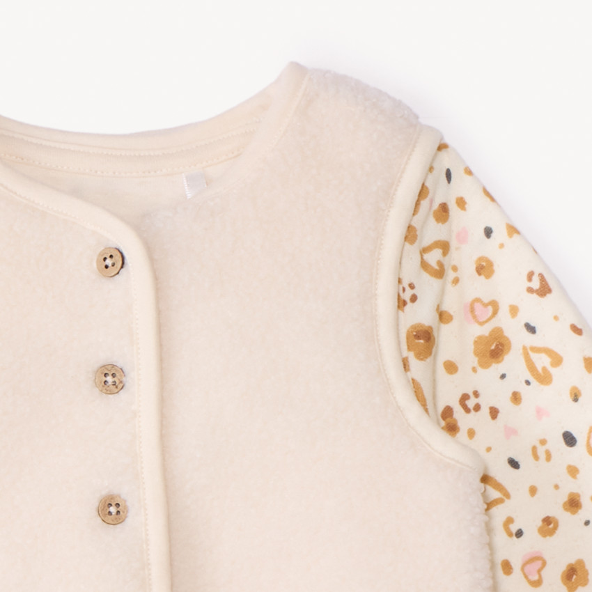 Ensemble combinaison imprimée + gilet pour bébé fille 