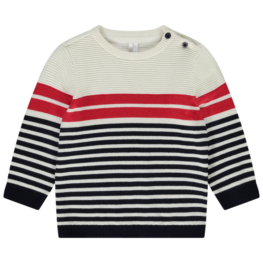 pull en tricot esprit marinière pour bébé garçon - bleu marine