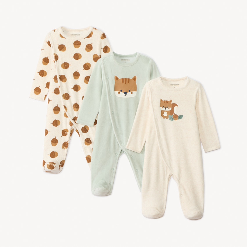 Lot de 3 dors-bien motifs écureuil pour bébé avec ouvertures différentes selon l&#39;âge