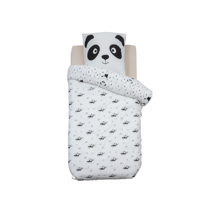 Set housse et taie panda Andy réversible 140 x 200 cm 