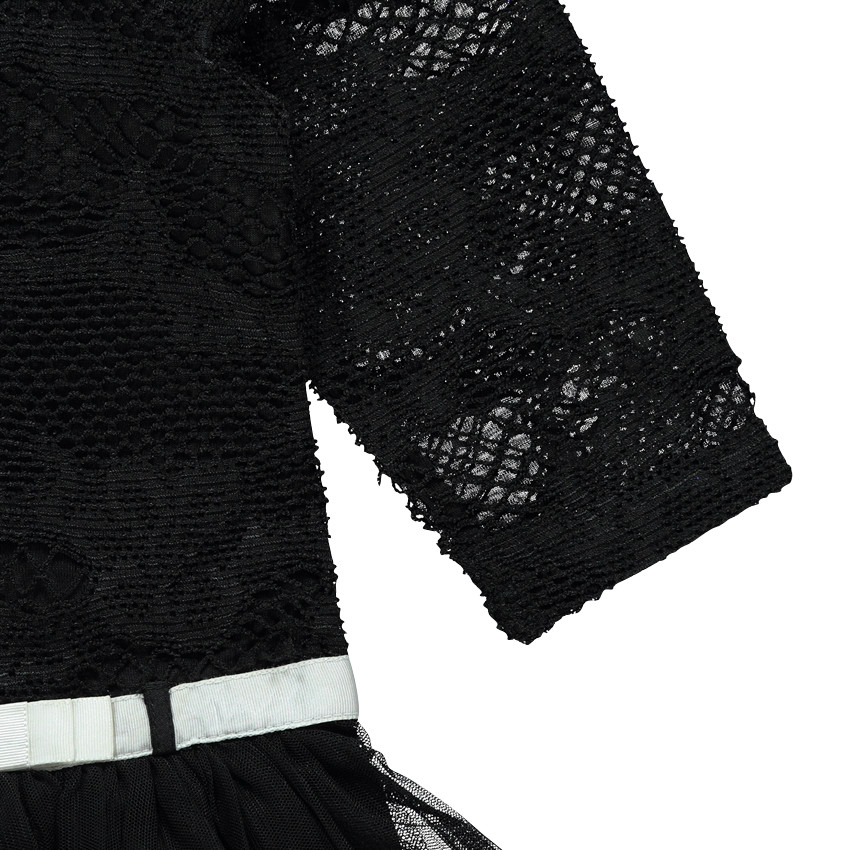 Robe bi-matière manches 3/4 à ceinture fantaisie 