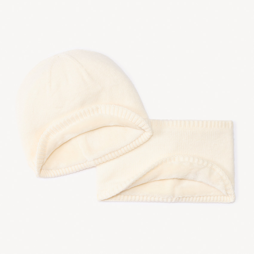Set bonnet + snood assorties avec broderie pour bébé fille  