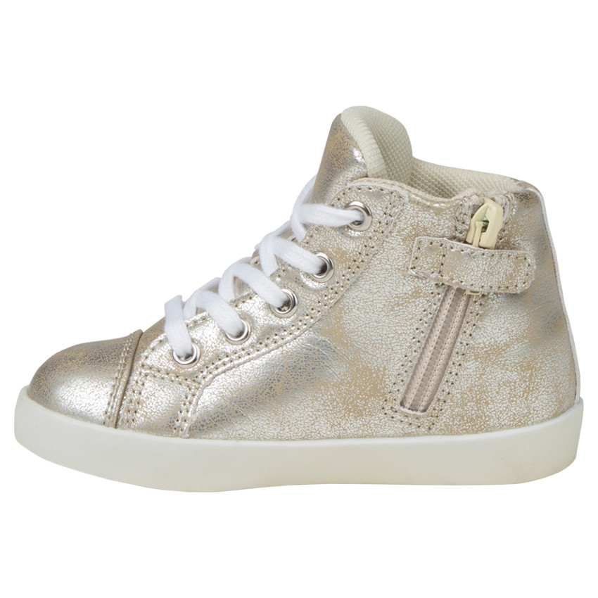 Bottillons dorés à lacets et strass 