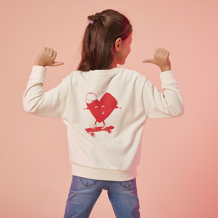 Sweat molleton oversize brodé et printé pour enfant 