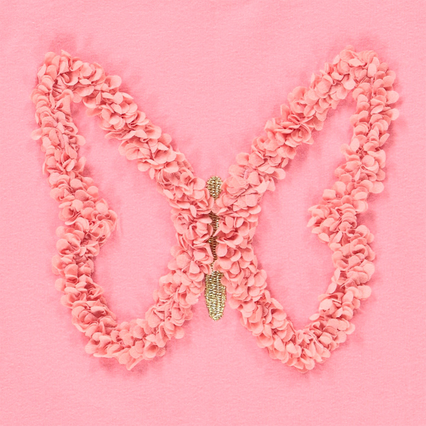 T-shirt manches courtes print papillon effet pétales 3D pour fille 