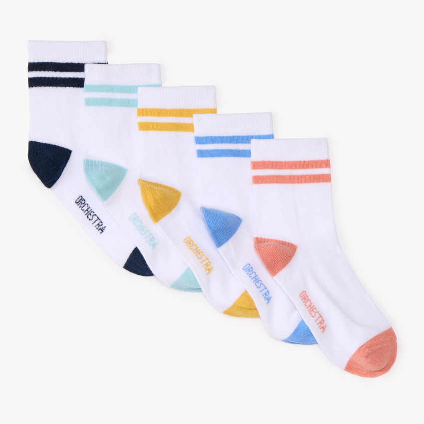 Lot de 5 paires de chaussettes bicolores pour garçon 