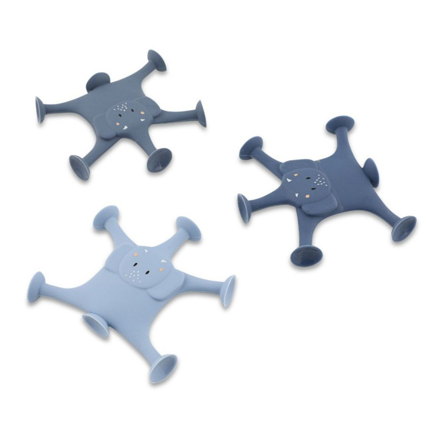 Jouet de bain h=jeu de ventouse animaux 3pcs Mrs Elephant famille Bleu 