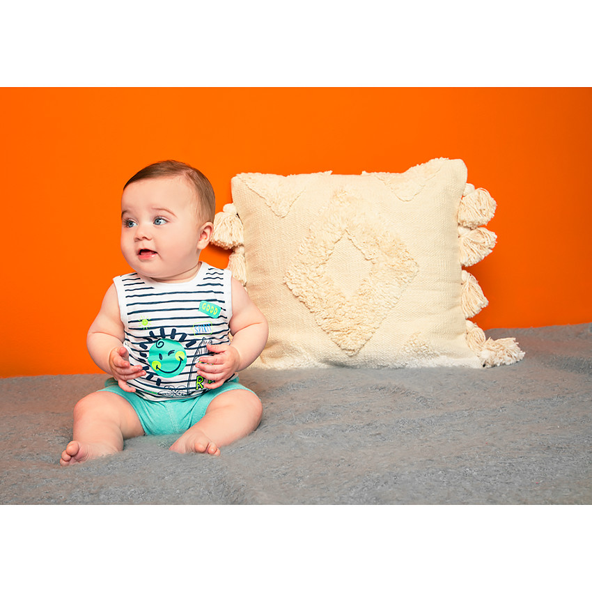 Débardeur en coton à rayures et print Smiley Baby 
