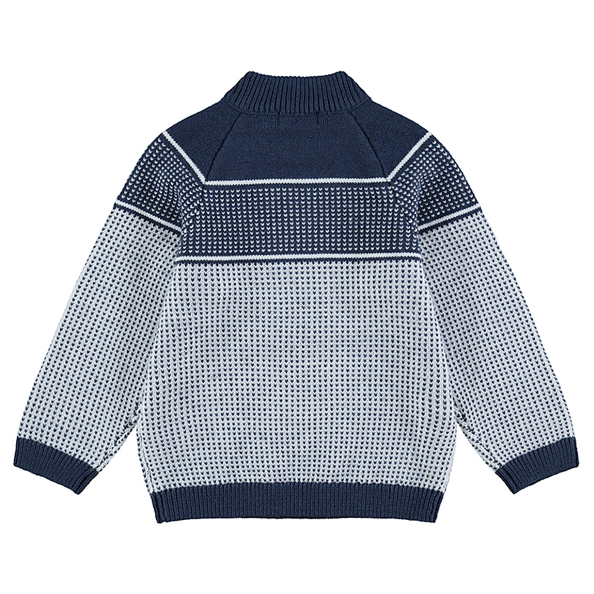 Pull en tricot avec motif jacquard et col pressionné 