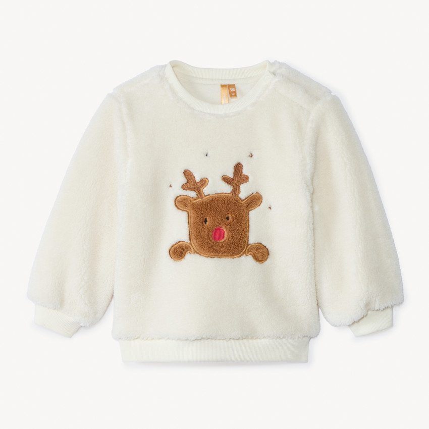 Sweat sherpa à patch renne de Noël pour bébé garçon 