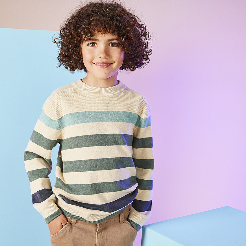 Pull en tricot fantaisie raye pour garcon Orchestra