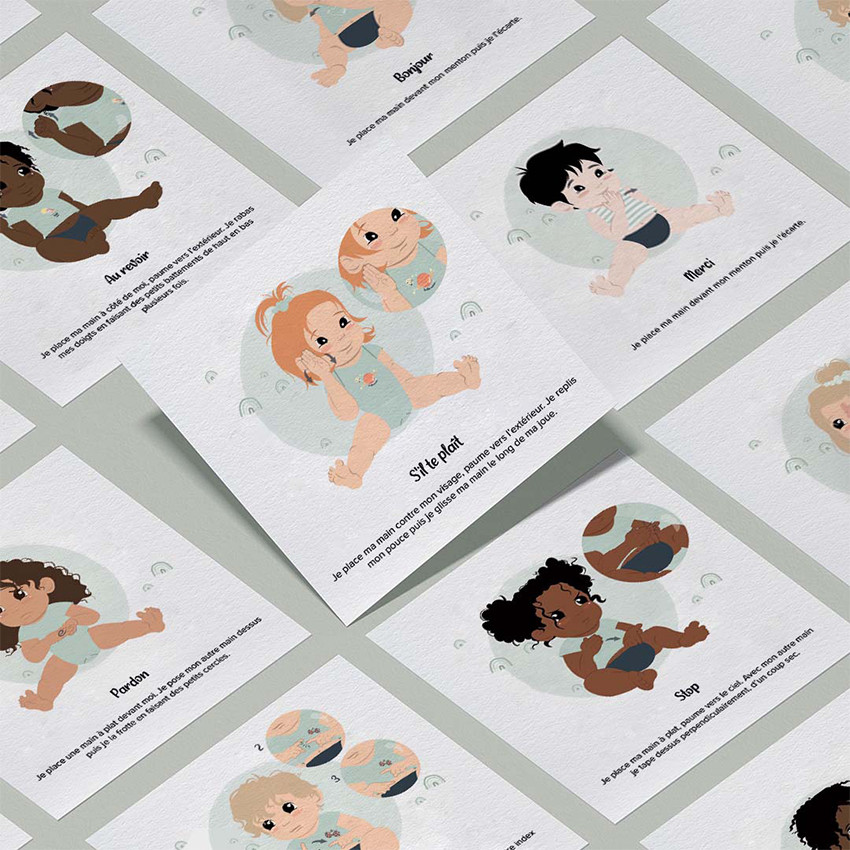 7 cartes Bébé signe "Les mots magiques" 