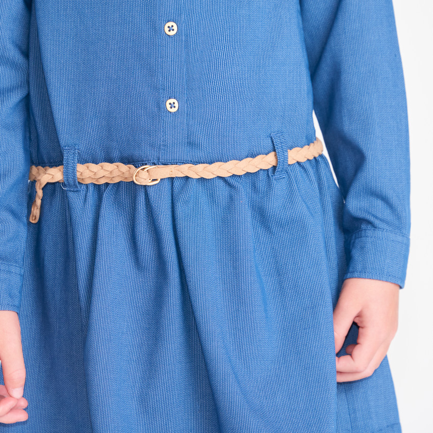Robe chemise fille avec ceinture tressée 