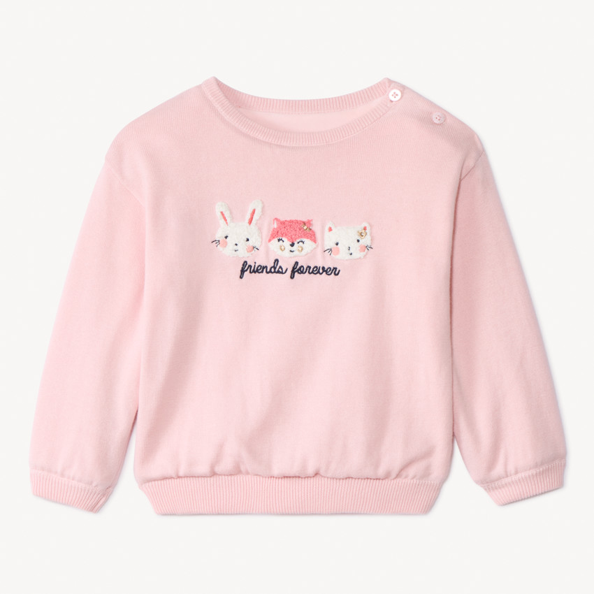 Pull en tricot à motifs brodés pour bébé fille 