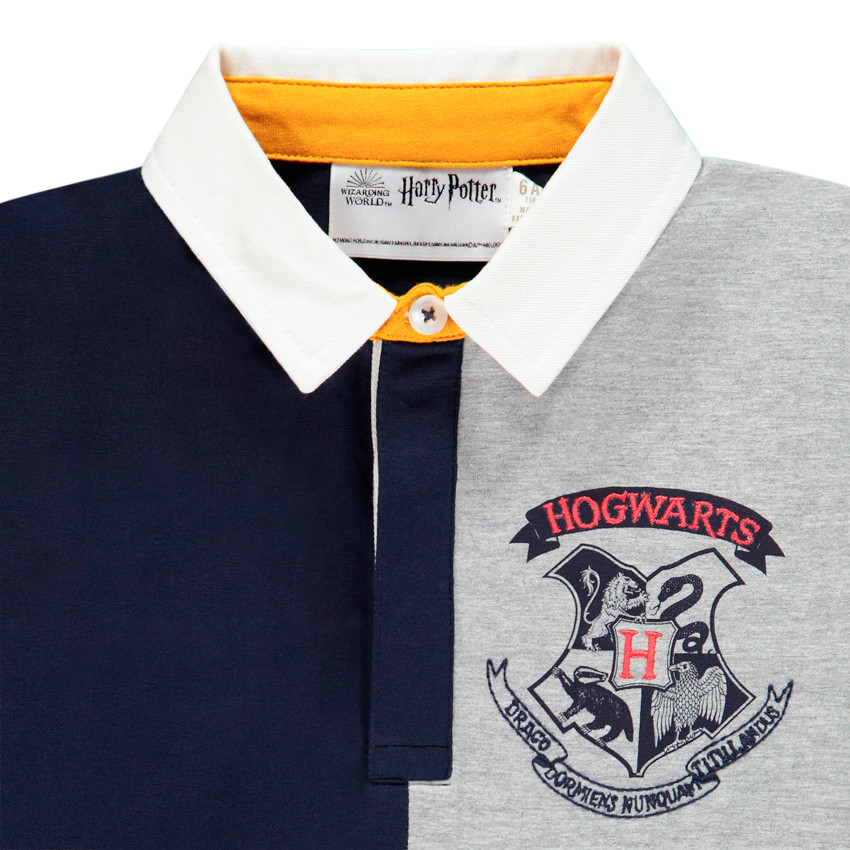 Polo manches longues tricolore motif Hogwarts Harry Potter 