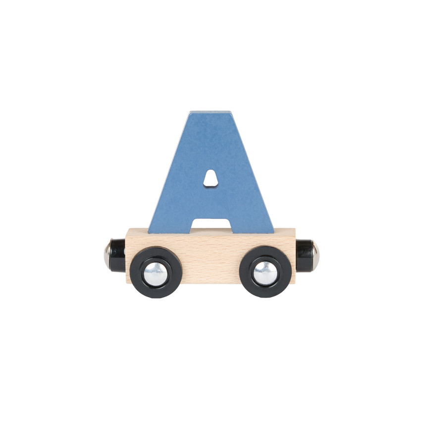 Lettre "A" wagon en bois - bleu 