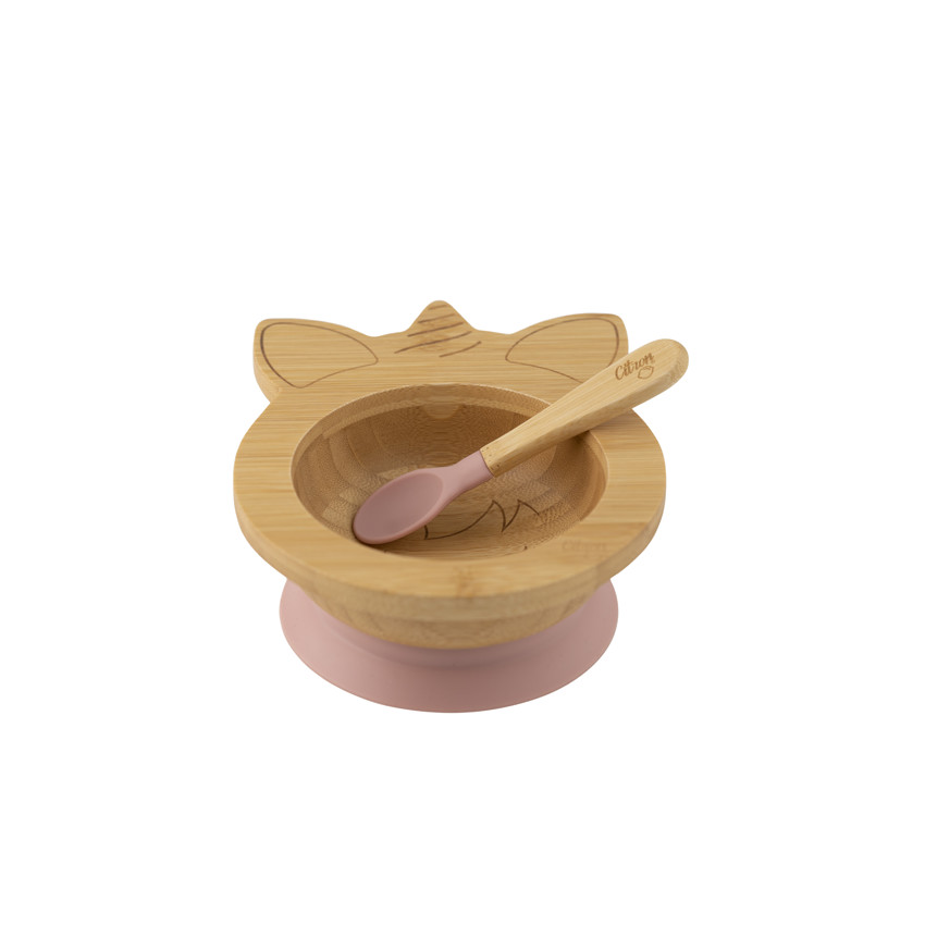 Bol licorne + cuillère en bambou 4M+ 